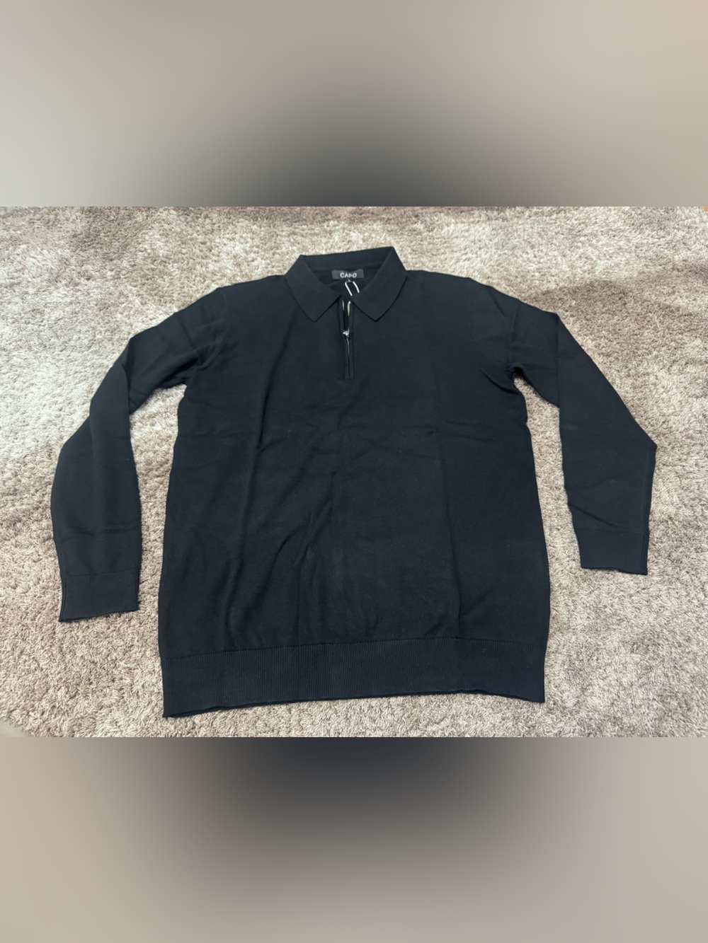 CAPO EGYPTIAN COTTON LS ZIP POLO SHIRT